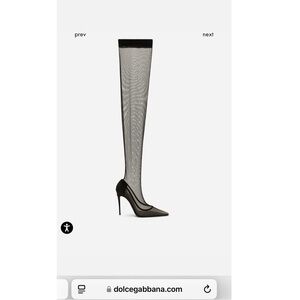 Dolce & Gabbana Black Mesh Knee-High Boots/Heels